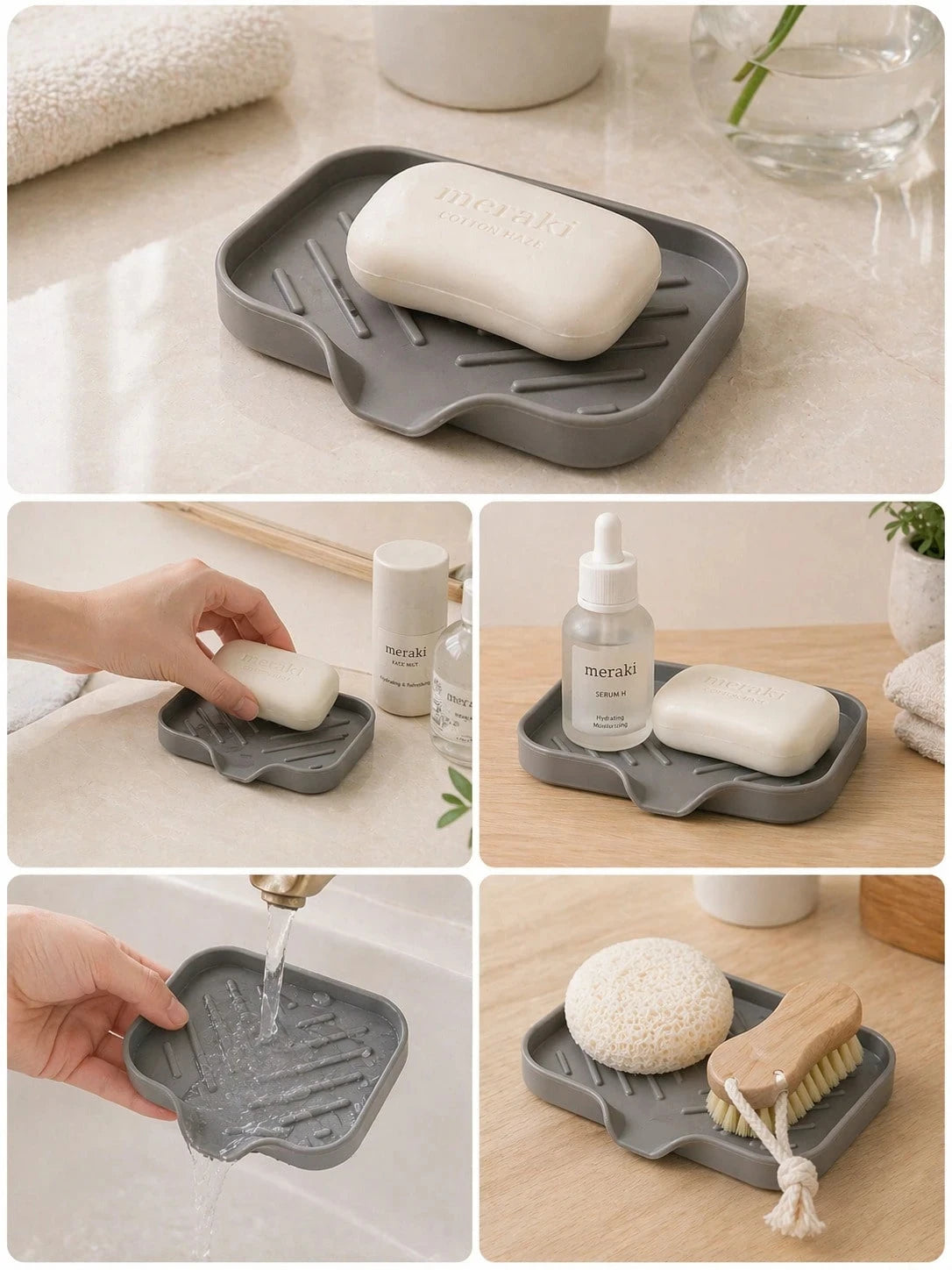 1/2Pcs Silicone Sink Storage Tray, Drain Design Sponge Soap Holder