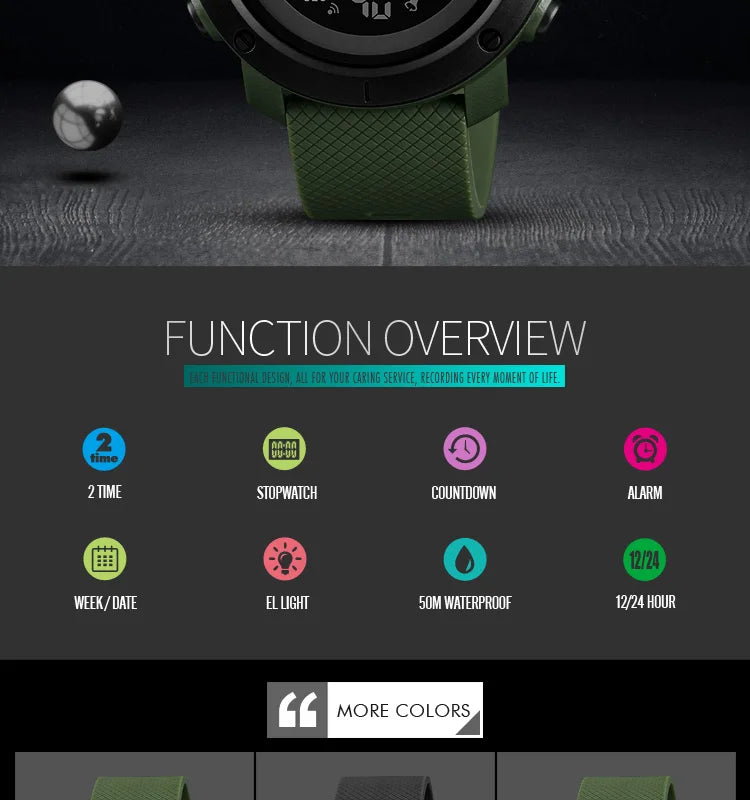 Men's Fashion Digital Watch – Waterproof Sports Watch with Alarm