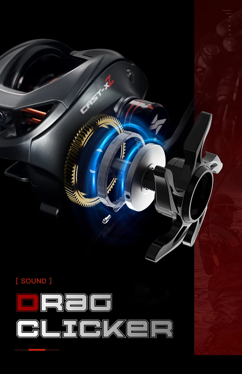 Baitcasting Reel 7.3:1 Hybrid Ceramic Bearing Carbon Fiber Washer Dual Bearing System N52 Brake Fishing Reels