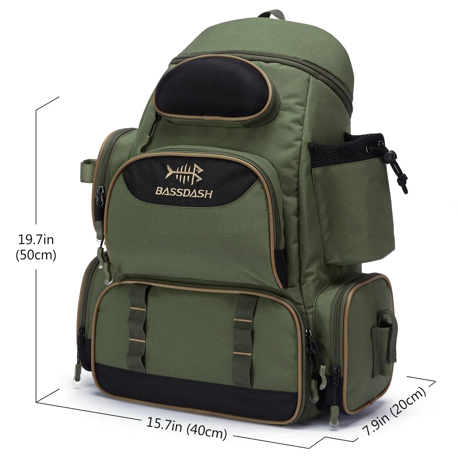 Lightweight Lamp Post fishing tackle backpack with multiple compartments and tactical design for anglers.