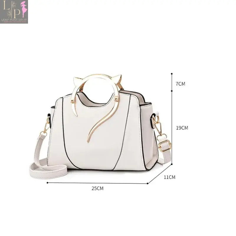 Small Leather Shoulder Bag: White Color My Store