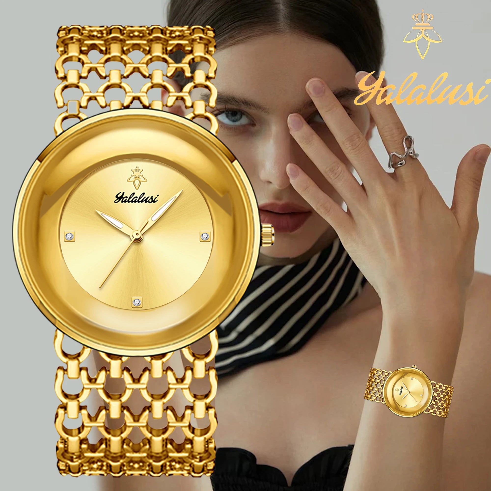 Gold Black Dual Color Bracelet Watch Women's Quartz Watch Gold Luxury Watch Women Gold-Plating Watch