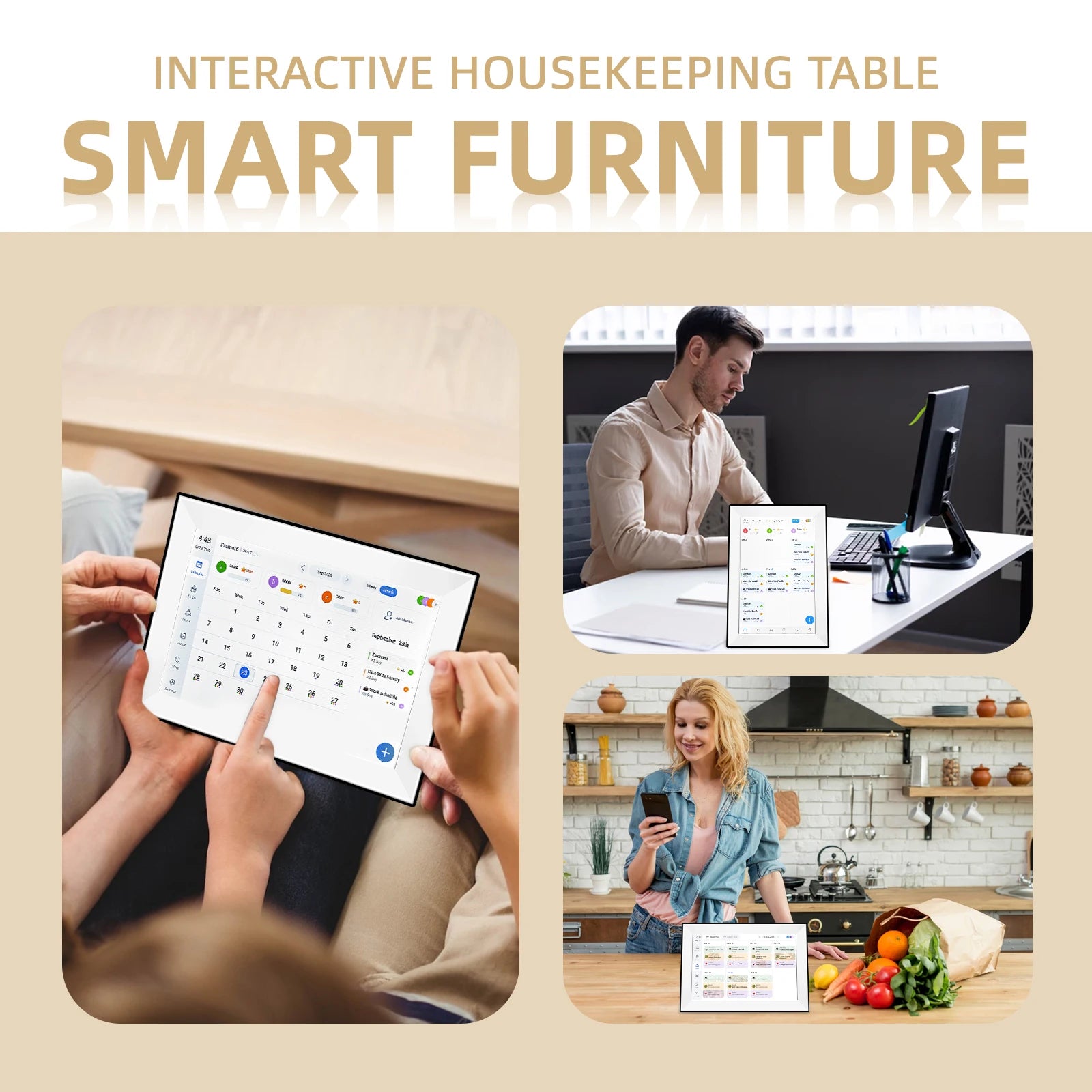 10.1inch Touch Screen Calendar Digital Photo Frame Smart Organizer Auto-Rotate Family Schedule