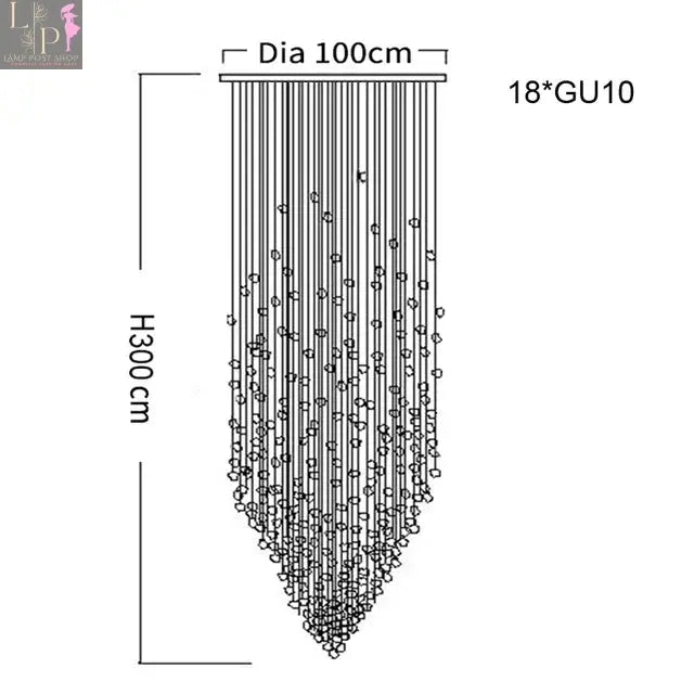 Crystal LED Chandelier Large Staircase Luxury Ceiling Pendant Light Lamp Post