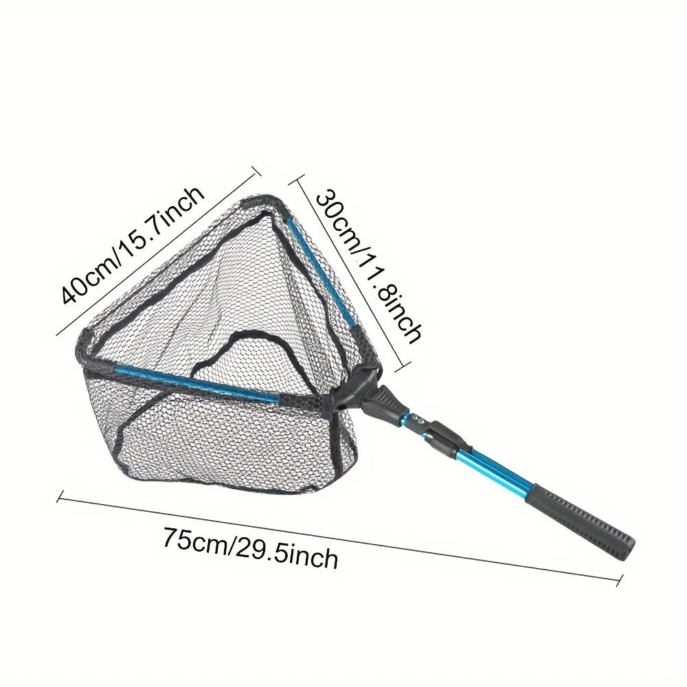 1pc Fishing Net Aluminum Alloy Retractable Triangular Telescopic Folding Fishing Net Folding Fishing Net with Telescopic Pole
