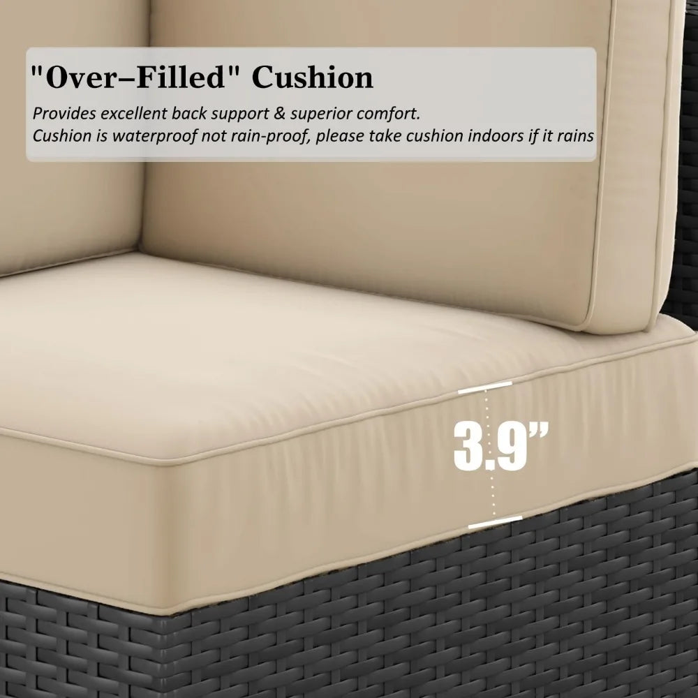 Sectional Sofa Conversation Sets- 13 Pieces Outdoor Patio Furniture Set with 44" Fire Pit Table, Patio Furniture Set- weather resistant outdoor furniture