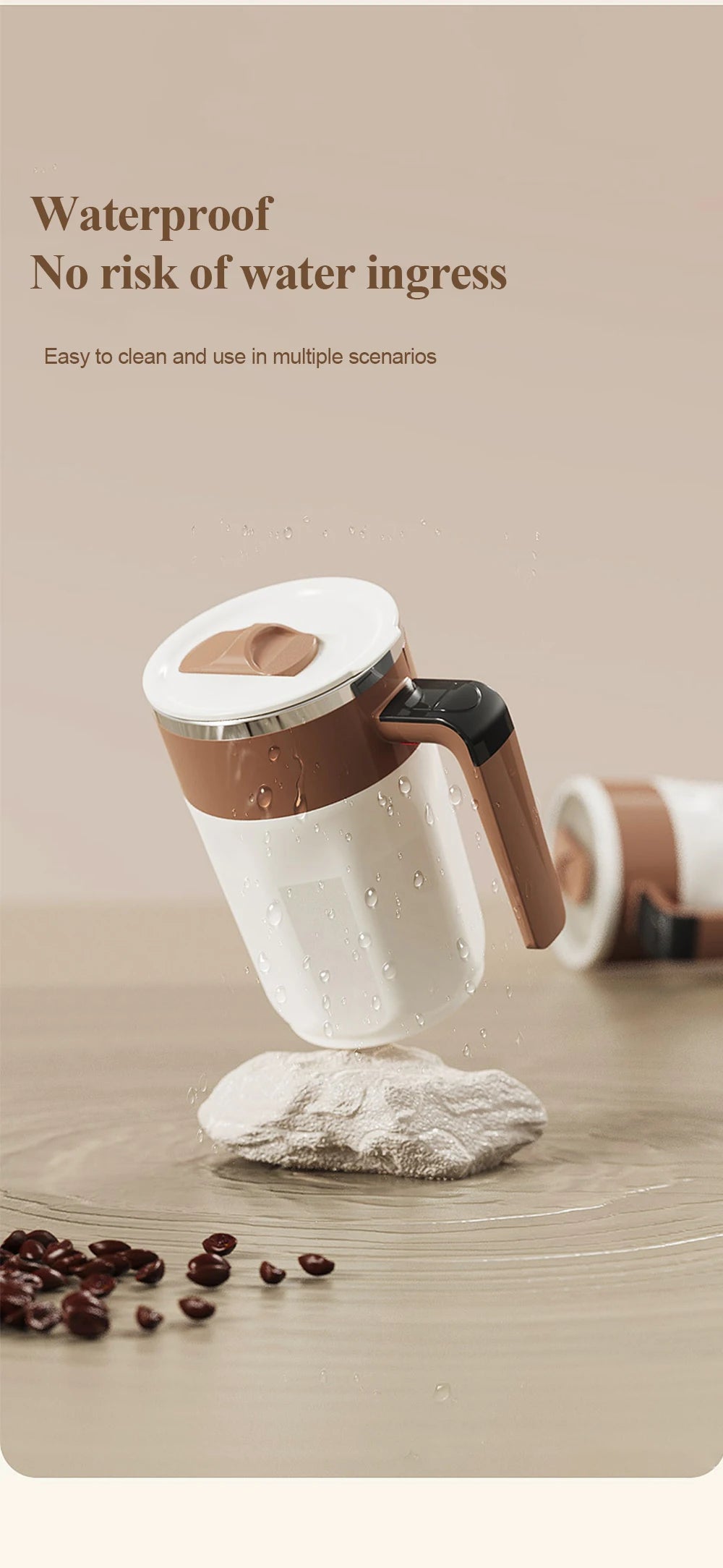 Perfectly Mixed Drinks on the Go – Self-Stirring Stainless-Steel Mug with Magnetic Blender with Lid
