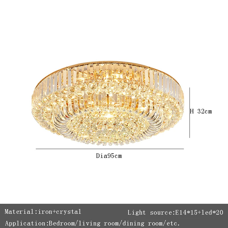 European Crystal LED Ceiling Chandelier for Living Room & Foyer Decor