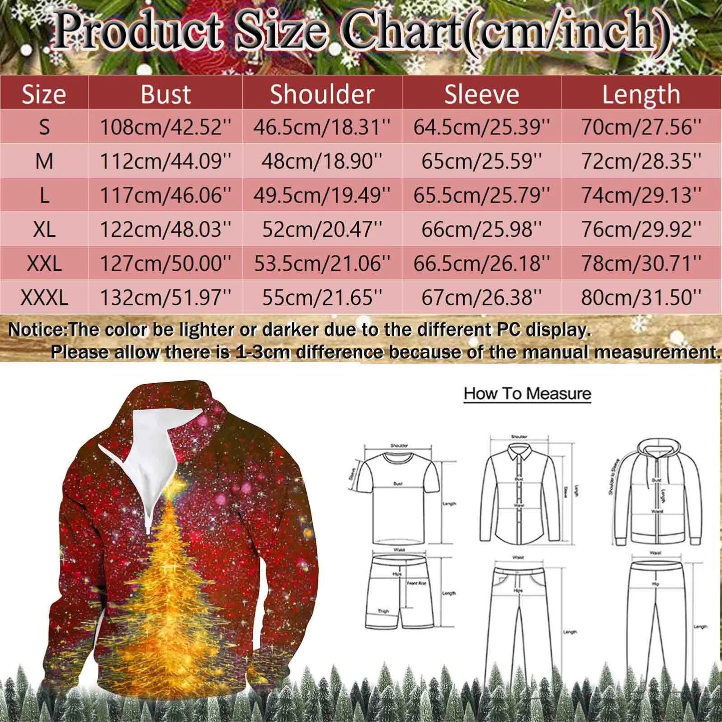 Men's Fashion Zipper Sweatshirt: Christmas Vintage Jacket, Autumn Pullover, Casual Long Sleeve Tops - Clothing for Men