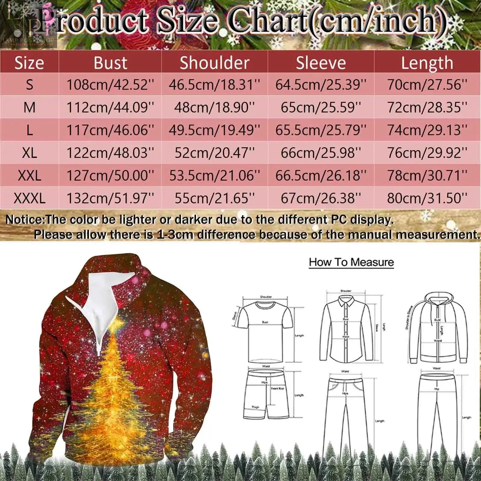 3D-Printed Christmas Tree Hoodie, Y2K Fashion, Oversized Long-Sleeve Pullover for Men Lamp Post