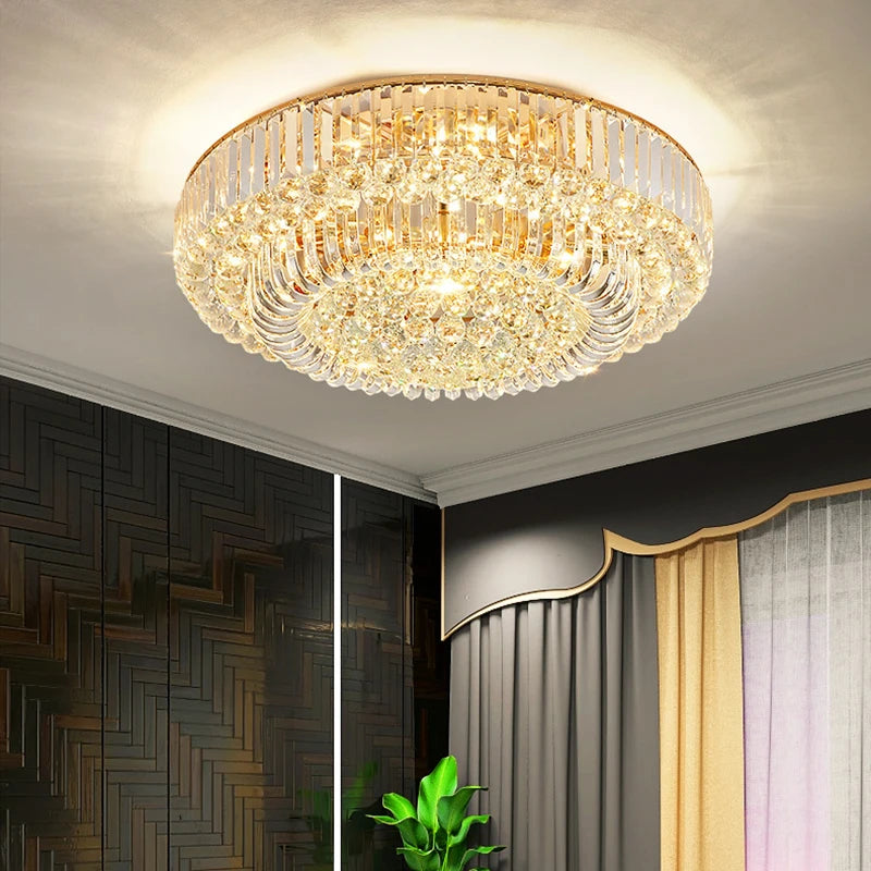 European Crystal LED Ceiling Chandelier for Living Room & Foyer Decor