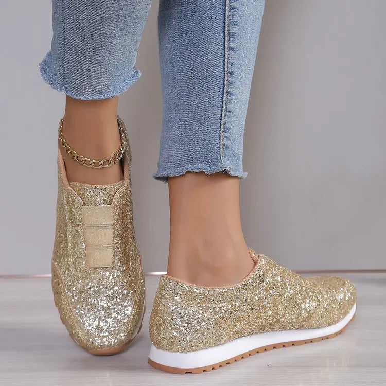 Spring and Autumn Sports Shoes Fashion Casual Golden Comfortable, Lightweight Women's Shoes 2025 Women's
