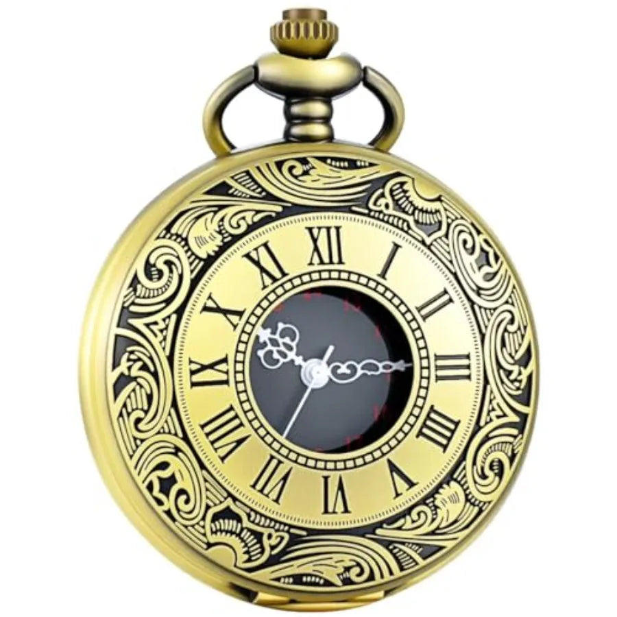 Vintage Quartz Pocket Watch with Chain – Timeless Classic Design