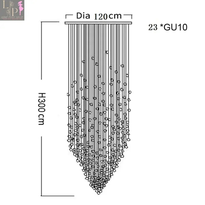 Crystal LED Chandelier Large Staircase Luxury Ceiling Pendant Light Lamp Post