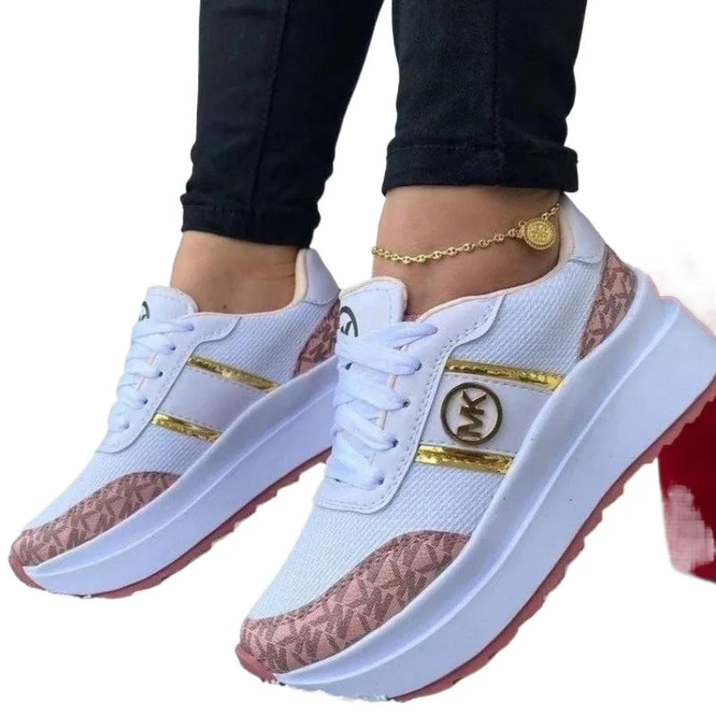New Women's Casual Shoes Lightweight Color Blocked Womens Vulcanized Shoes Lace Up Luxurious Shoes