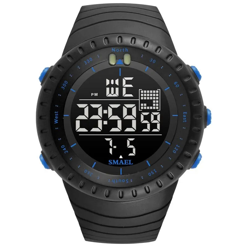 Men's Digital Sports Watch – 50M Waterproof Chronograph with LED Backlight & Alarm