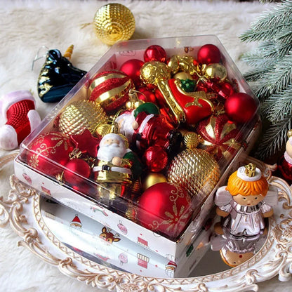 72 Pieces per Box of Christmas Balls, Xmas Tree Hanging Pendant Ornaments, 2024 New Year's Gift