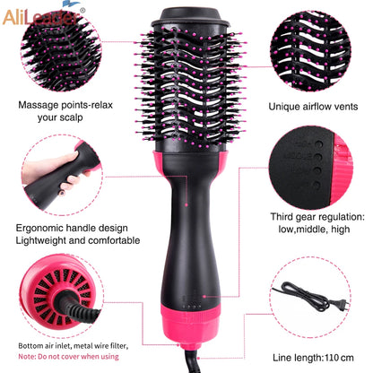 Cheap Hair Dryer Brush Hot Air Brush Styler And Volumizer One Step Hair Straightener Curling Iron Curler Comb Electric Brush