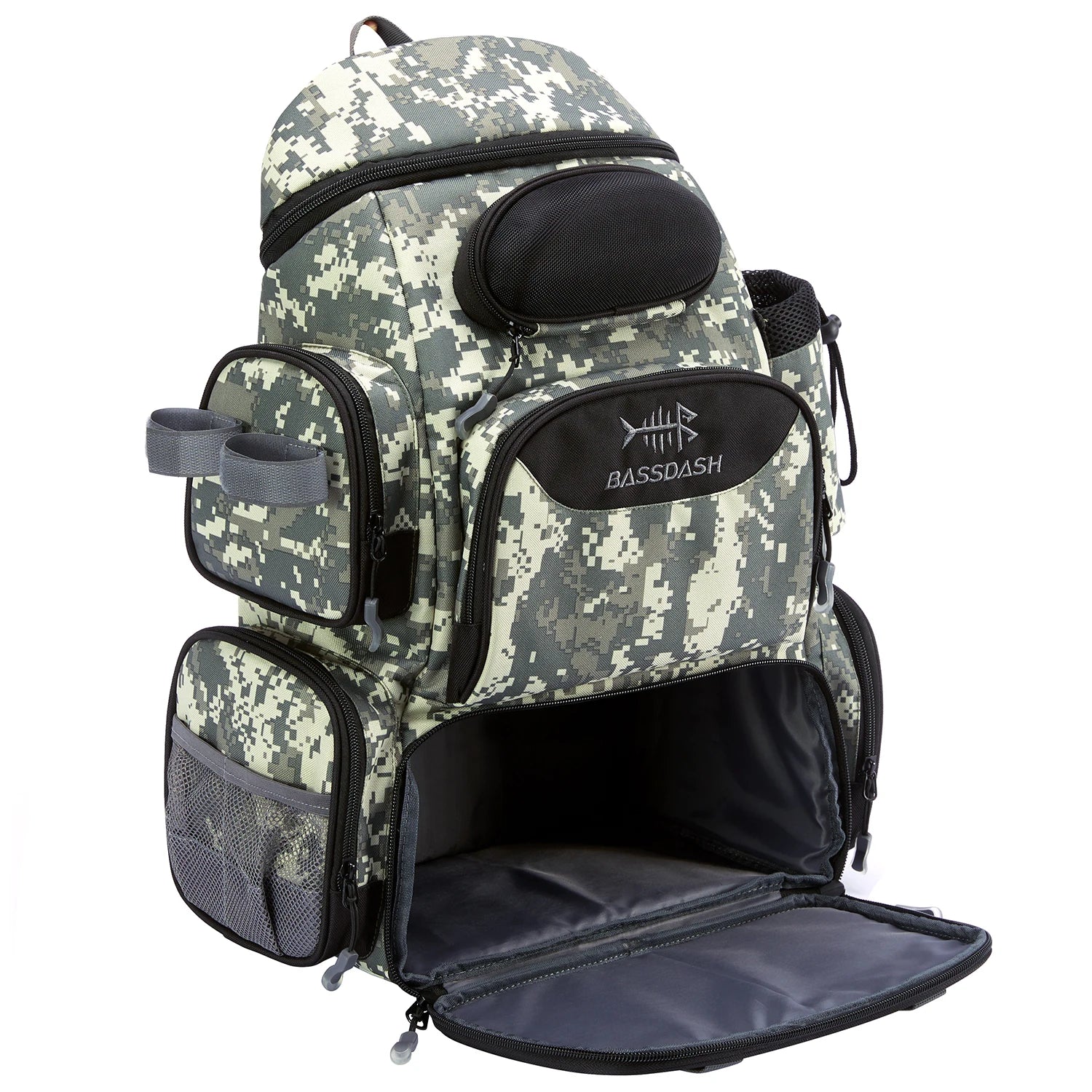 Lightweight Lamp Post fishing tackle backpack with multiple compartments and tactical design, ideal for fishing and outdoor adventures.