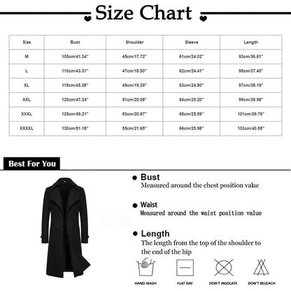 Men'S Winter Long Sleeve Slim Coat, Male Warm Pocket Long Cardigans