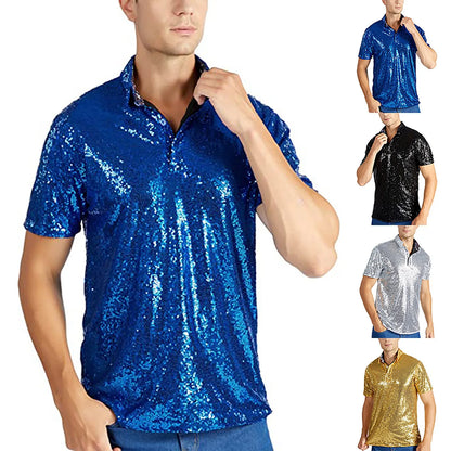 Men's Relaxed Short Sleeve Polo Shirts, 70s Disco Nightclub Party T-Shirts, Business Casual Men's Wear