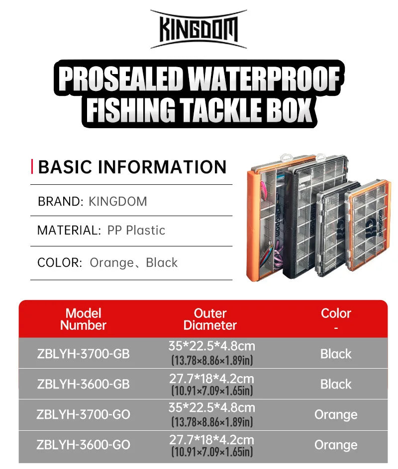 Kingdom Fishing Tackle Box 2 Sizes  Multifunction Tackle Trays Organizer with Removable Dividers Fishing Lure Box