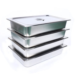 4"Deep 4 Pack Rectangle Chafing Dish: Stainless Steel Steam Table Pans with Lids