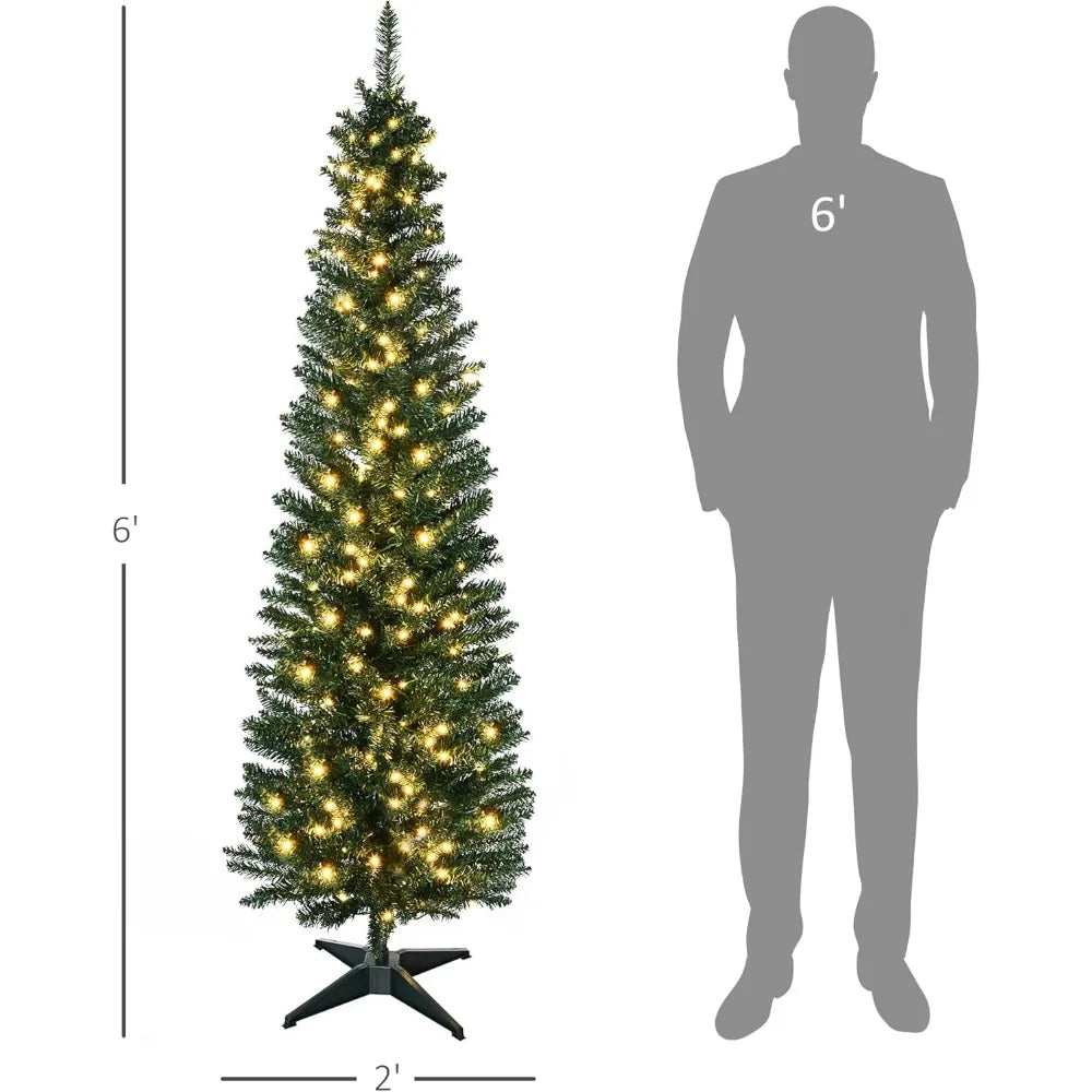 6' Tall Christmas Tree - Realistic Branches, 200 Warm White LED Lights and 390 Tips