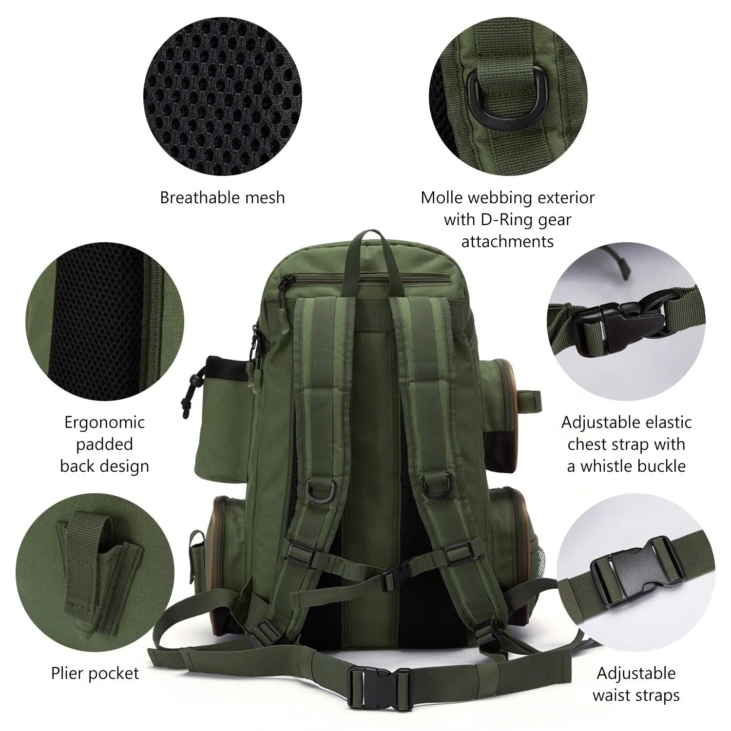 Lightweight Lamp Post fishing bag tackle backpack with multiple compartments and tactical design for fishing and outdoor use.