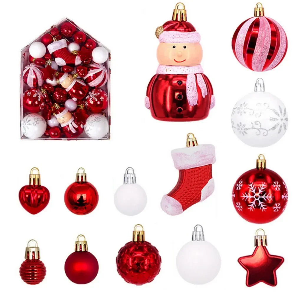 72 Pieces per Box of Christmas Balls, Xmas Tree Hanging Pendant Ornaments, 2024 New Year's Gift