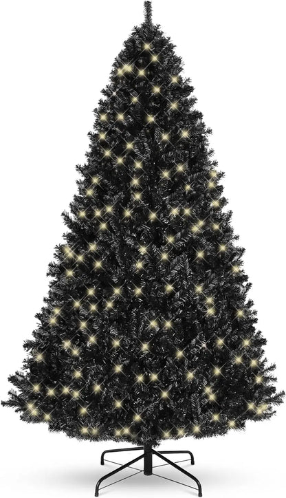 6ft Pre-Lit Black Christmas Tree, Full Artificial Holiday Decoration for Home, Office, Party Decoration w/ 947 Branch Tips