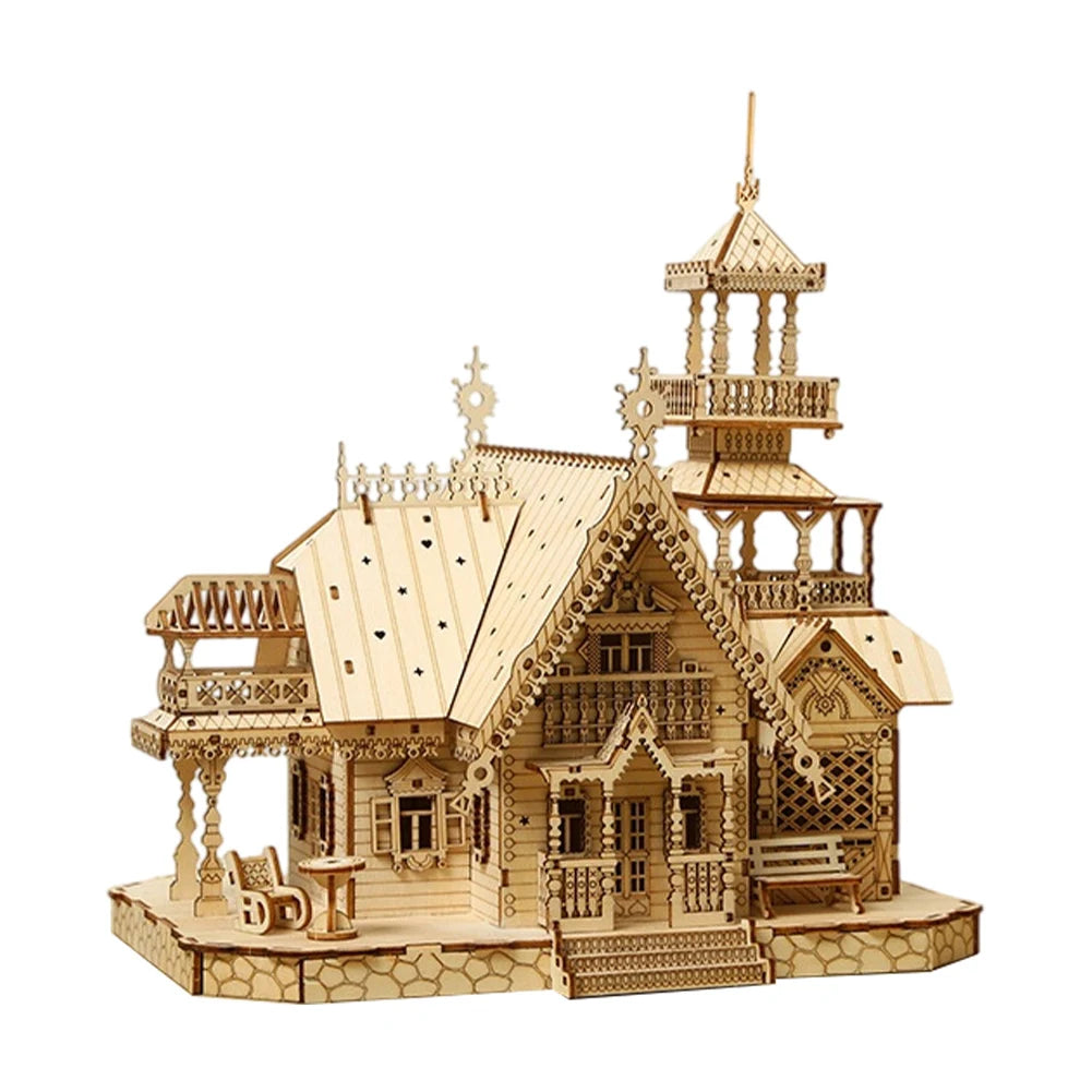 DIY Office Desk Decor- Wood Building Kit -Wooden Model Kits- DIY Desktop Ornaments Carousel for Home Office