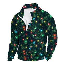 3D-Printed Christmas Tree Hoodie, Y2K Fashion, Oversized Long-Sleeve Pullover for Men