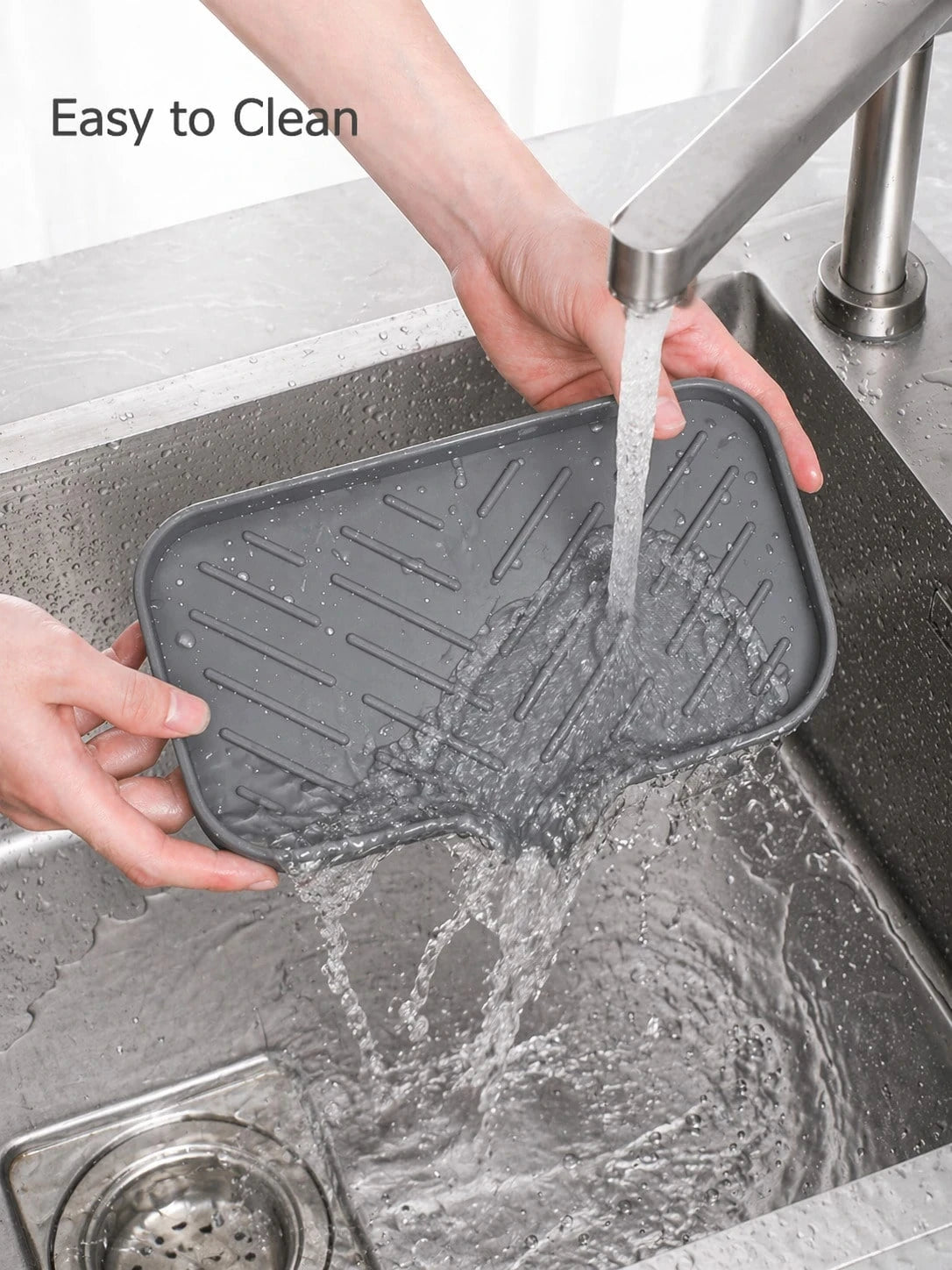 1/2Pcs Silicone Sink Storage Tray, Drain Design Sponge Soap Holder