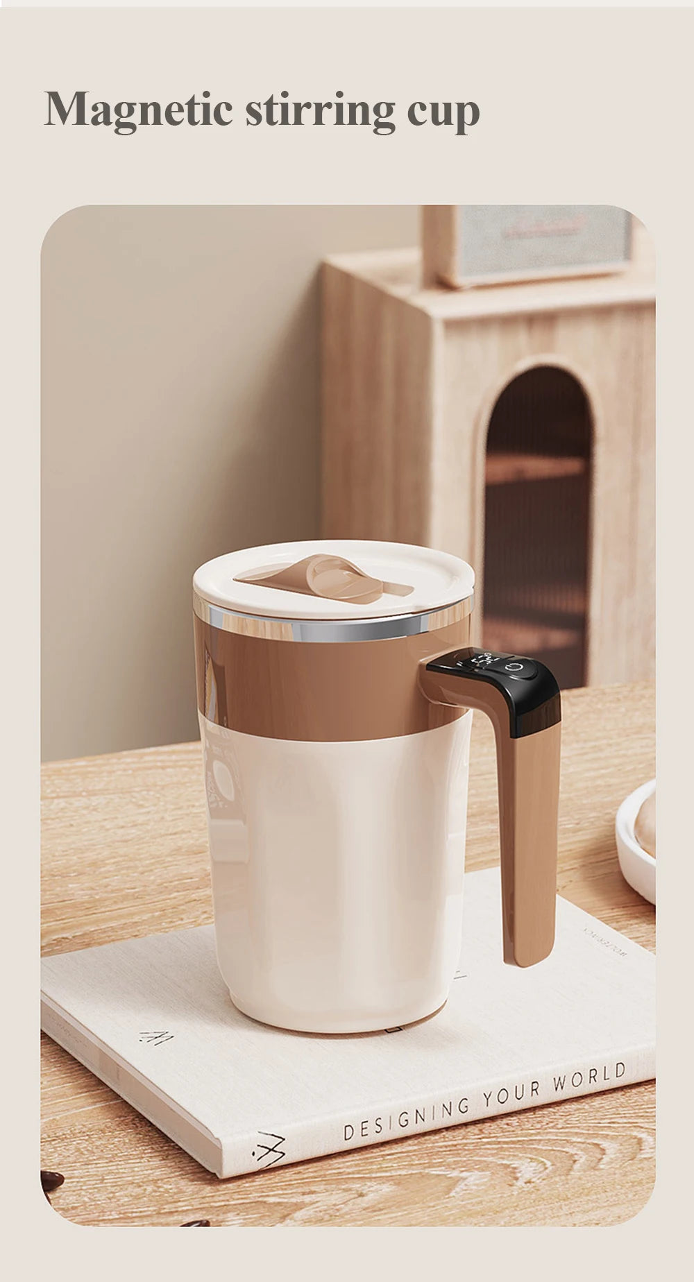 Perfectly Mixed Drinks on the Go – Self-Stirring Stainless-Steel Mug with Magnetic Blender with Lid