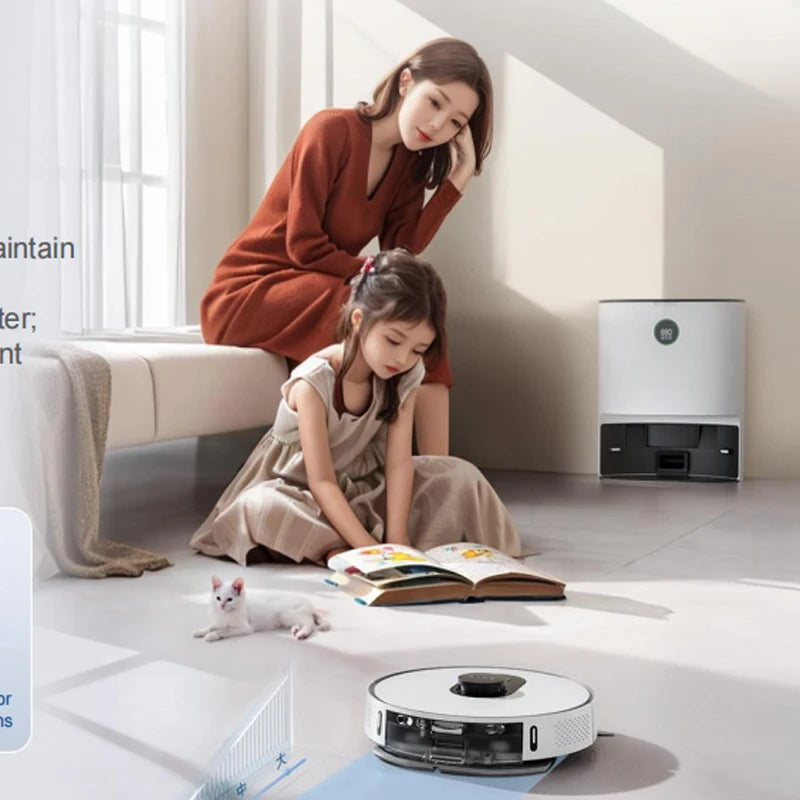 Robot Vacuum and Mop Cleaner with Cleaning Base Vibration mopping keeps the floor clean