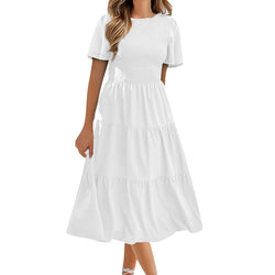 Summer Dresses For Women Clothing 2023 Casual Flutter Short Sleeve V Neck Midi Dress