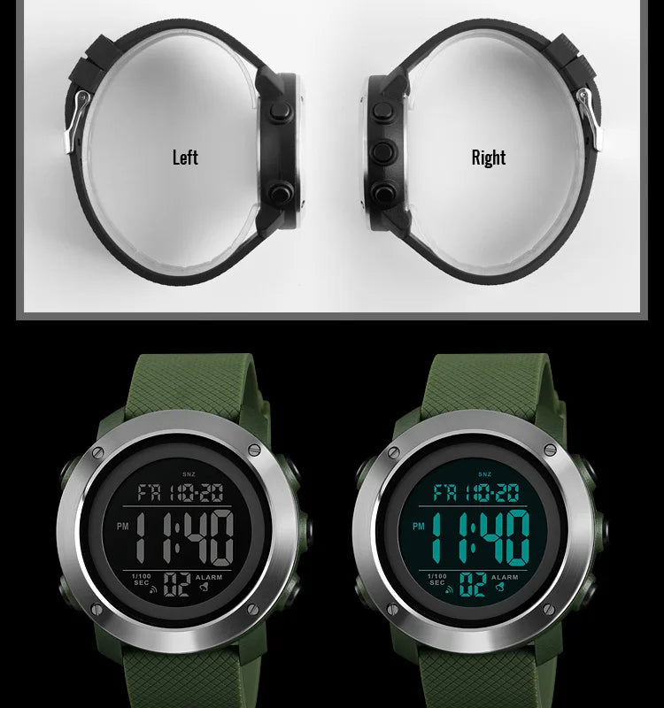 Men's Fashion Digital Watch – Waterproof Sports Watch with Alarm
