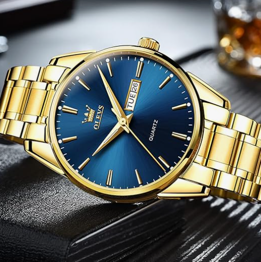 Men’s Two-Tone Stainless Steel Luxury Date Watch – Diamond Accent Analog Quartz with Luminous Hands, Waterproof