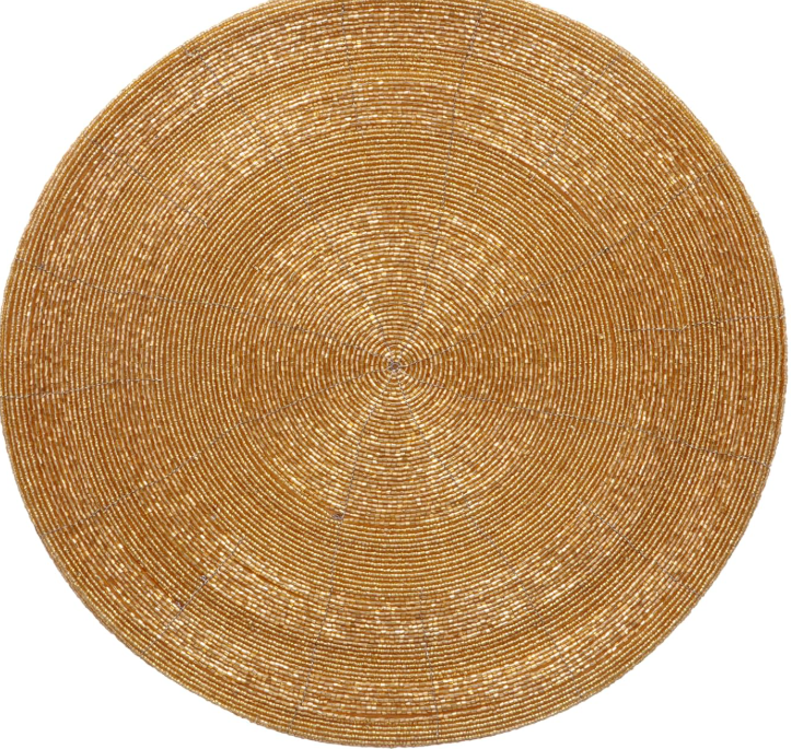 Silver Beaded Placemats – Set of 4 Elegant 14" Handmade Charger Mats for Glamorous Dining Table Decor