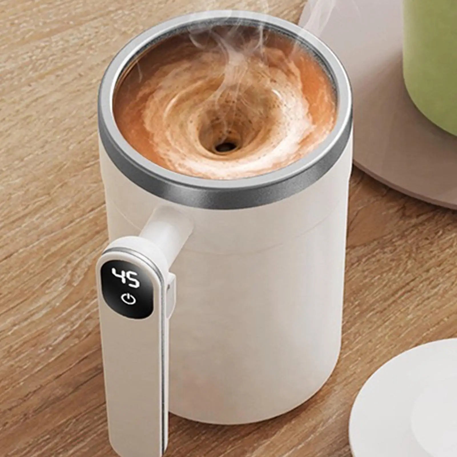 No Spoon Needed! Smart Self-Stirring Coffee Mug with LCD Temperature Display – USB Rechargeable
