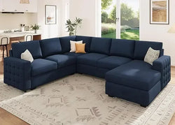 Modern Velvet U-Shape Sectional Sleeper Sofa with Pull-Out Bed & Hidden Storage – Convertible Living Room Couch