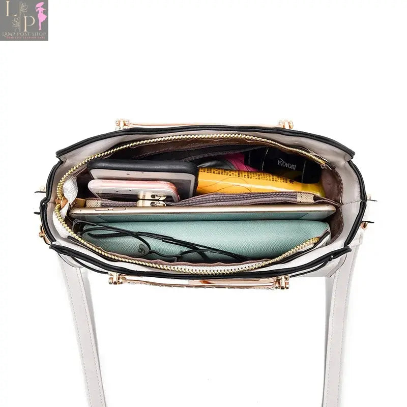 Small Leather Shoulder Bag: White Color My Store