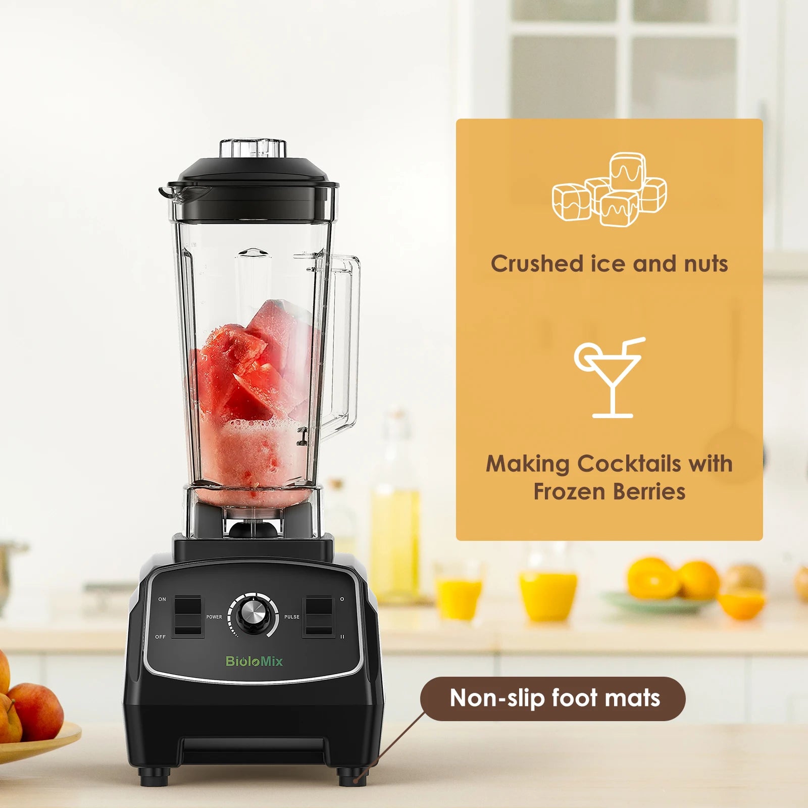 Smoothie Fruit Blender BPA Free 3HP 2200W Heavy Duty Commercial Grade Blender Mixer Juicer High Power Food Processor Ice