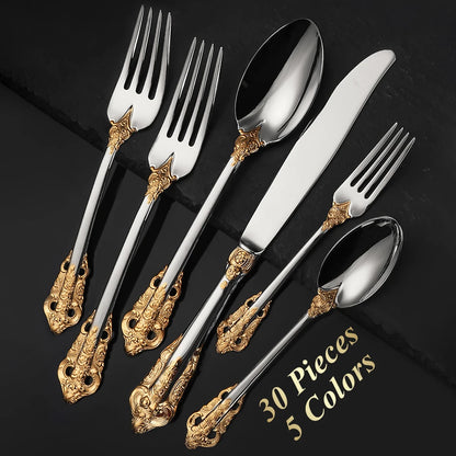 30-Pieces Stainless Steel Cutlery Colorful Spoon Fork Knife Set