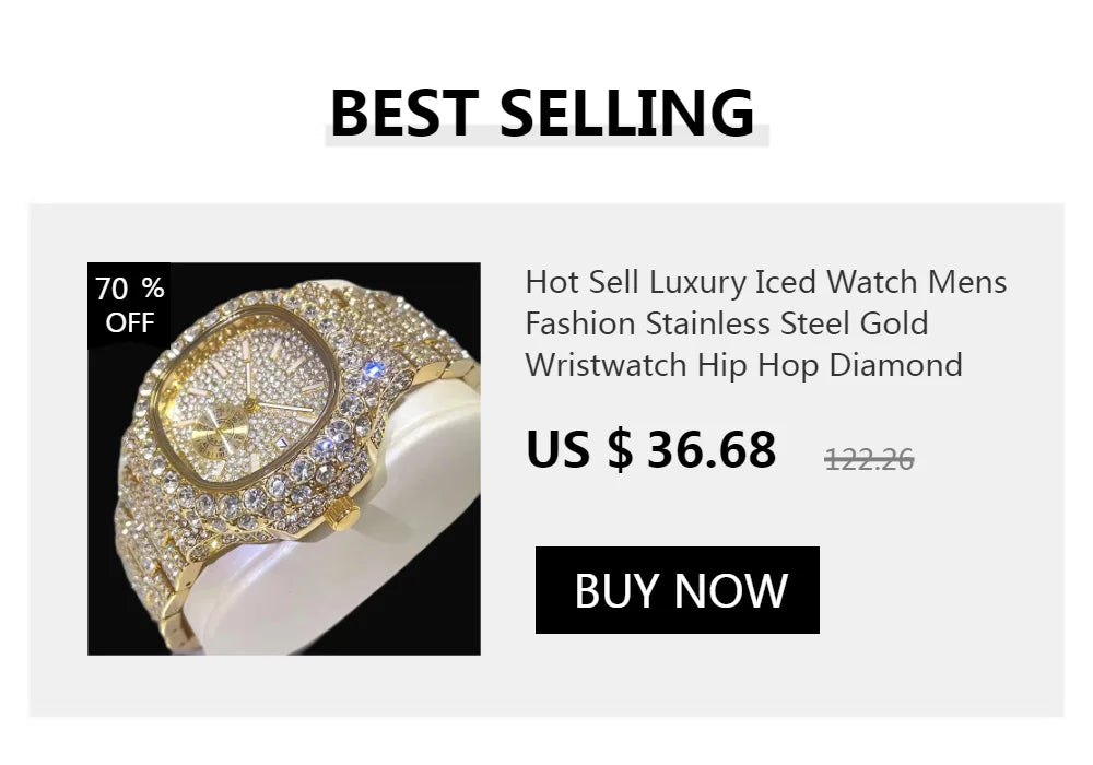 Affordable Iced Out Men’s Watch – Full Diamond Hip Hop Quartz