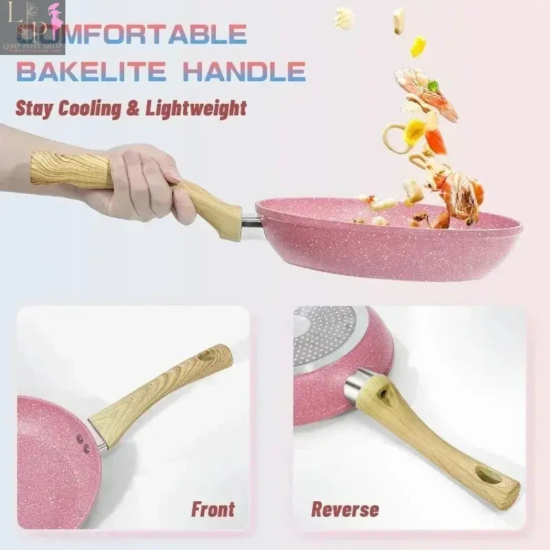 8-Piece Nonstick Cookware with Glass Lids and Bakelite Handles Lamp Post