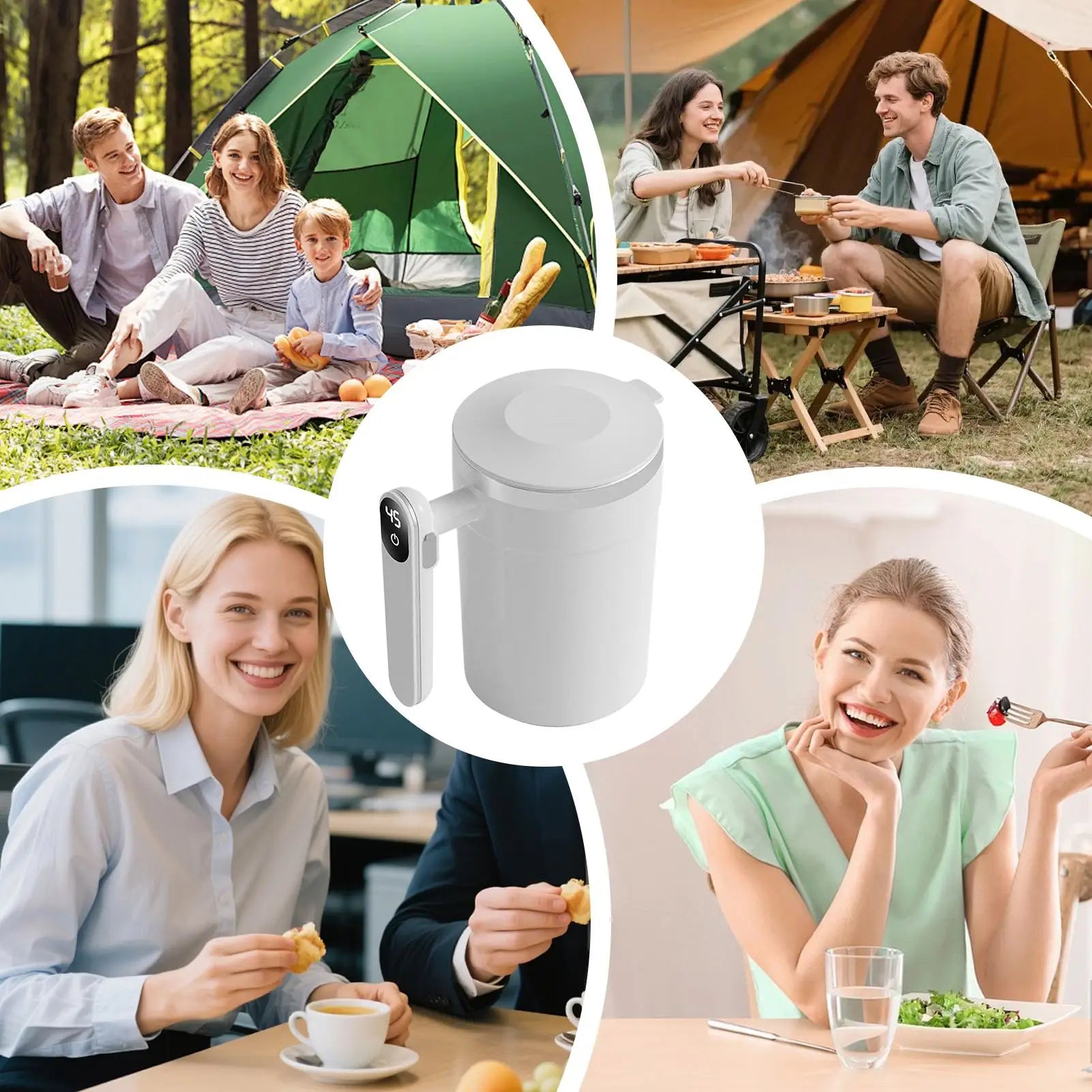 No Spoon Needed! Smart Self-Stirring Coffee Mug with LCD Temperature Display – USB Rechargeable