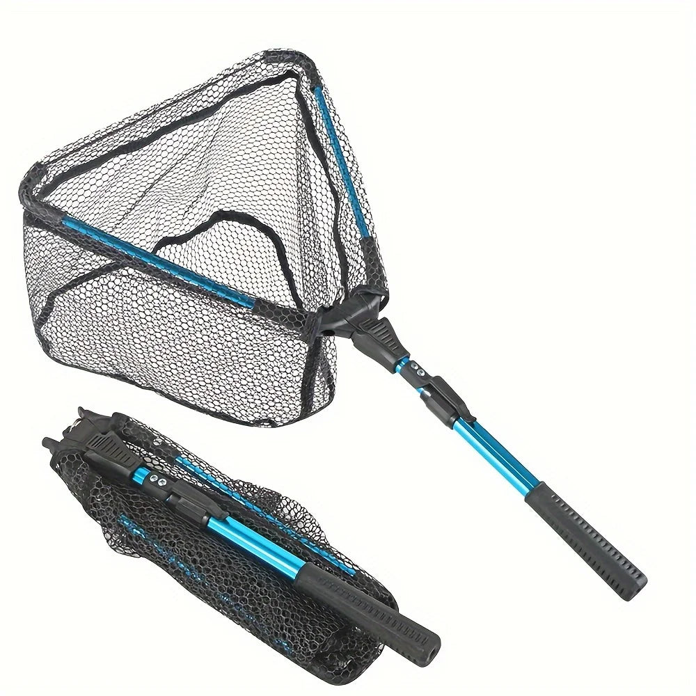 1pc Fishing Net Aluminum Alloy Retractable Triangular Telescopic Folding Fishing Net Folding Fishing Net with Telescopic Pole