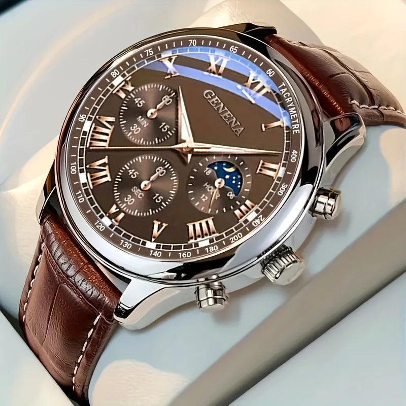 High Quality Men's Luxury Belt Fashion Quartz Watch Men Round Business Student Sport Waterproof Glow Clock